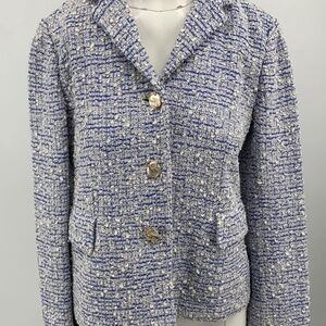 St John blue and white boucle jacket